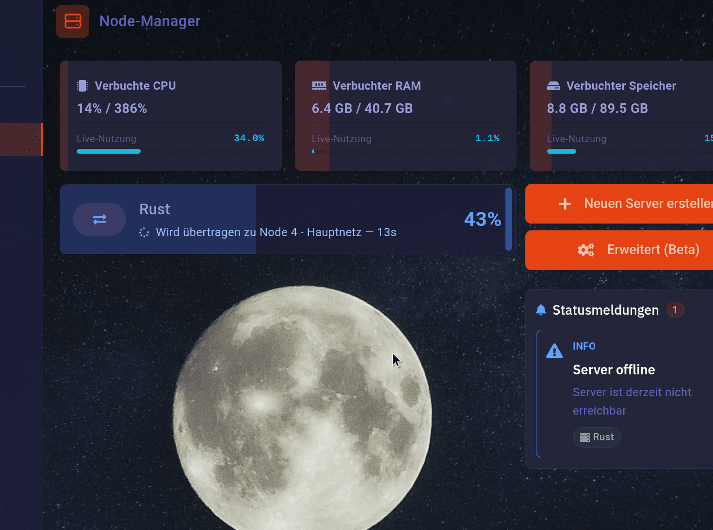 Node-übergreifende Server-Migration
