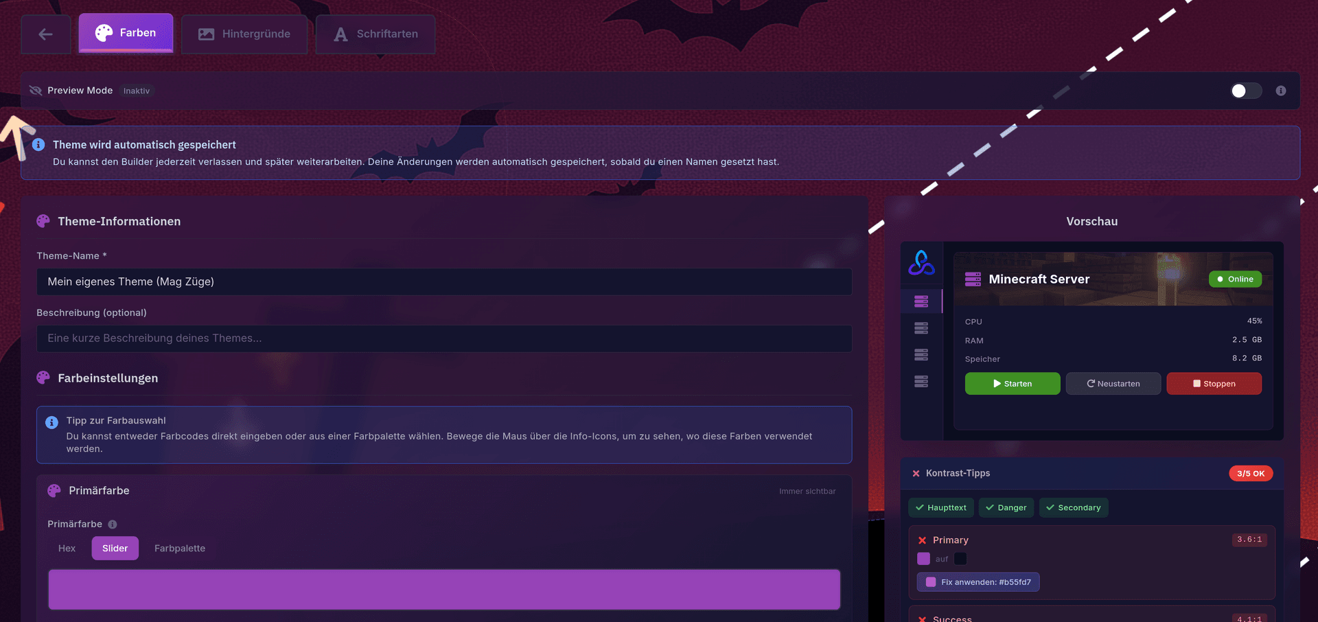 Neues Theme-System & Dashboard