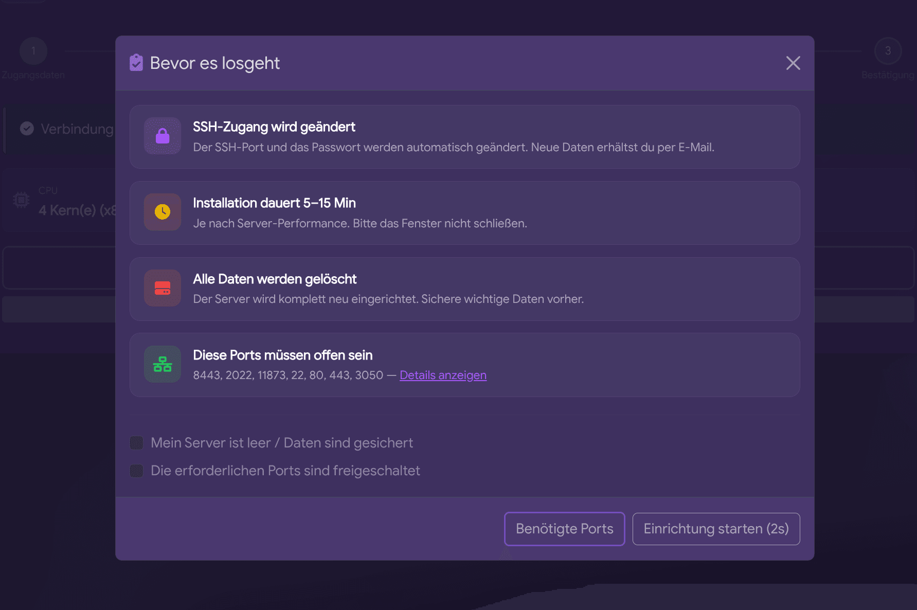 Port-Freigaben checken Screenshot