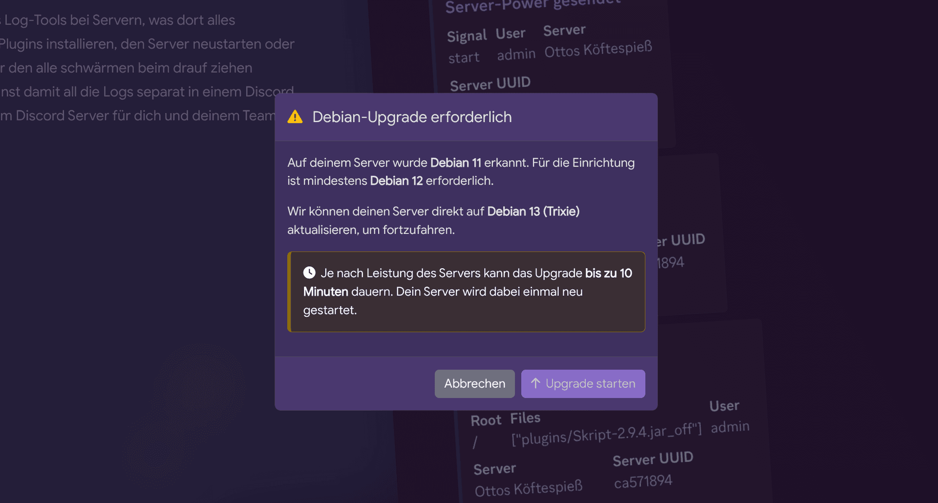 Automatisches OS-Upgrade Screenshot