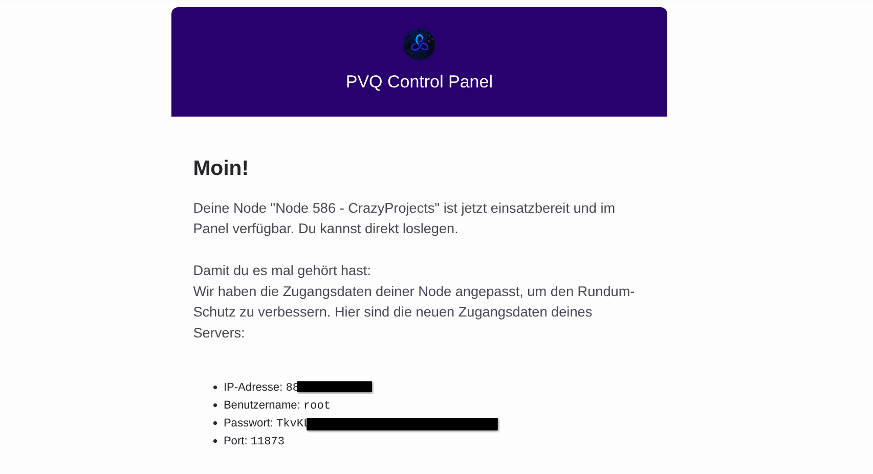 Zusätzliche E-Mail Screenshot