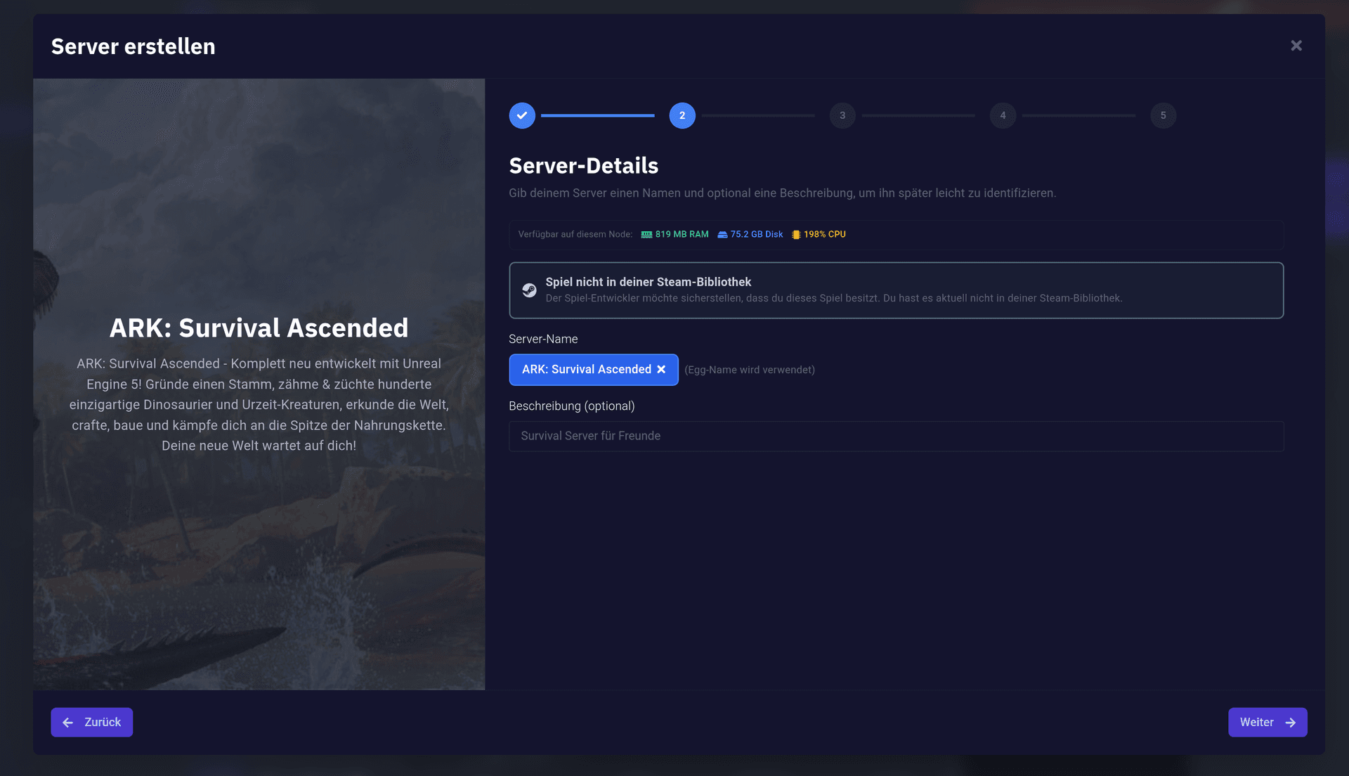 Erstellen des Servers